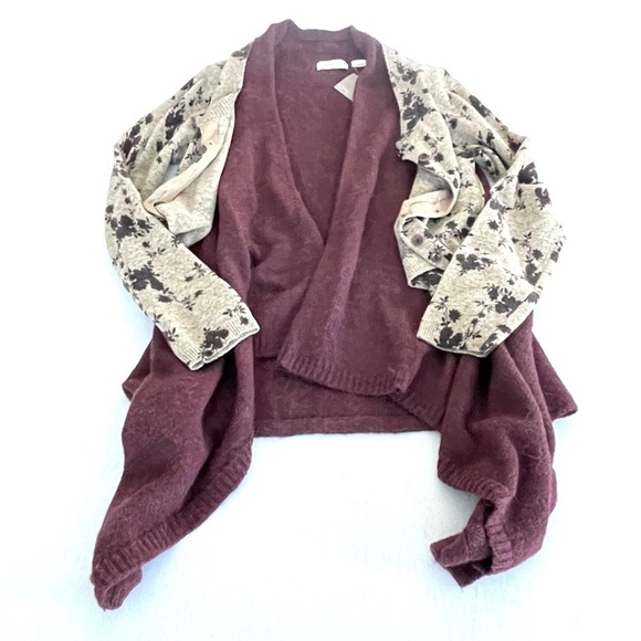 Anthropologie Sleeping On Snow Cozy Floral Layered Cardigan - Picture 9 of 10